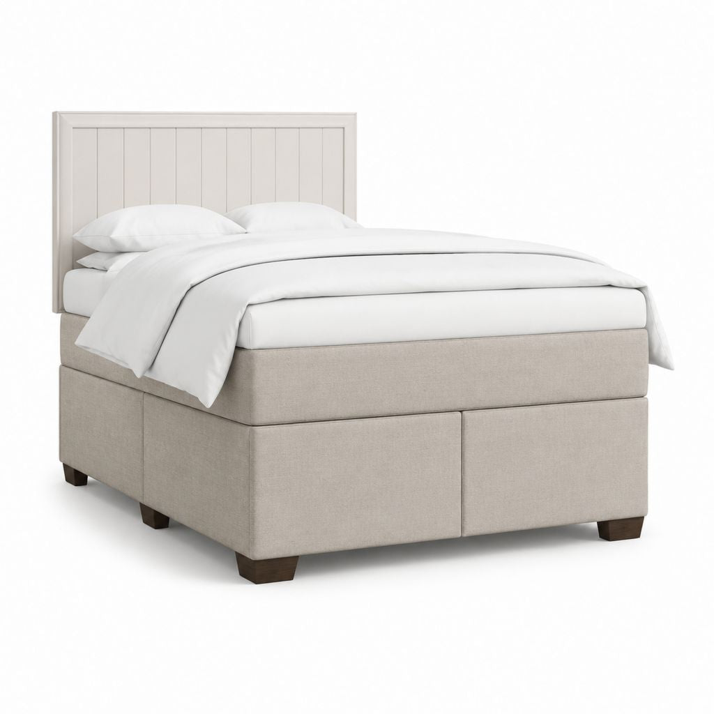 Boxspringbett Beige mit Polyesterbezug und Kopfteil 180 x 200 cm