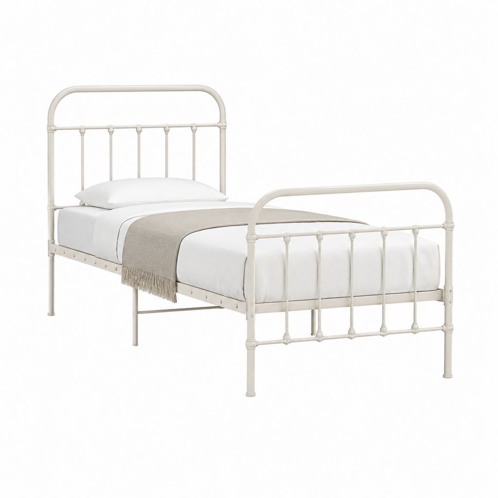 Metallbett Einzelbett Weiß Stahl rechteckig 90 x 200 cm