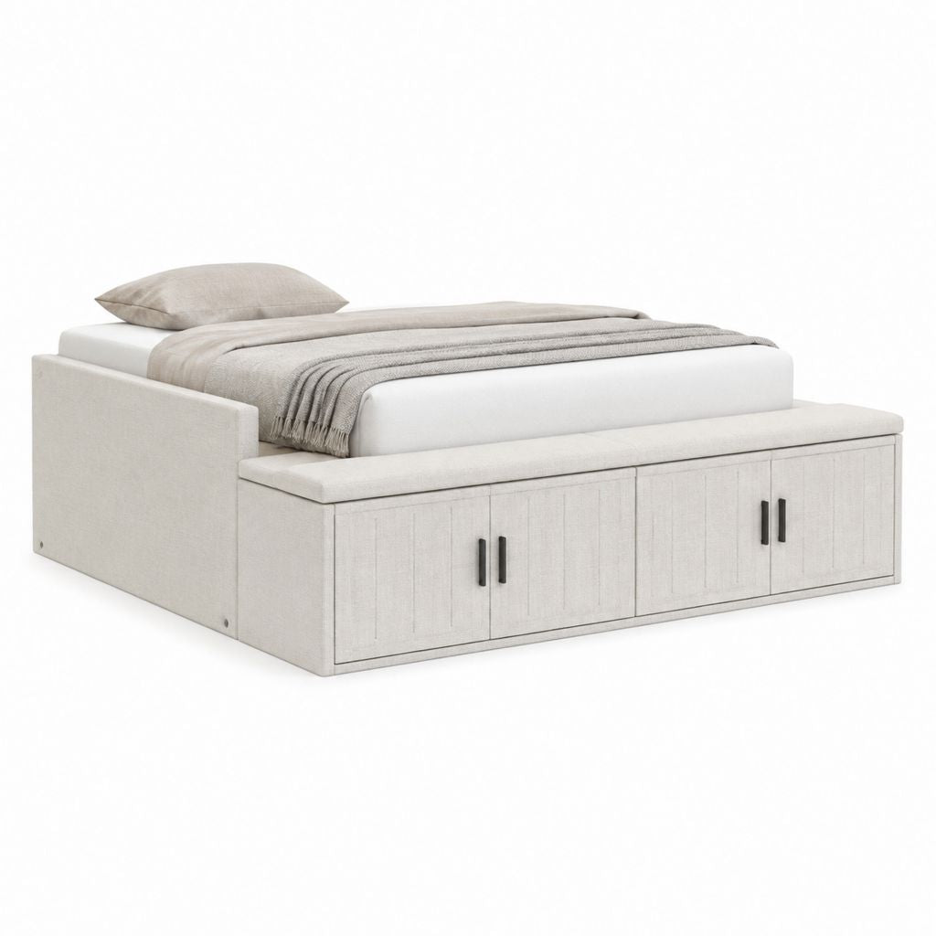 Polsterbett mit Stauraum Hellgrau Polyester MDF 160 x 200 cm