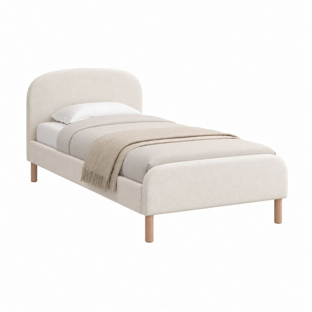Polsterbett Einzelbett Creme Polyester rechteckig 90 x 200 cm