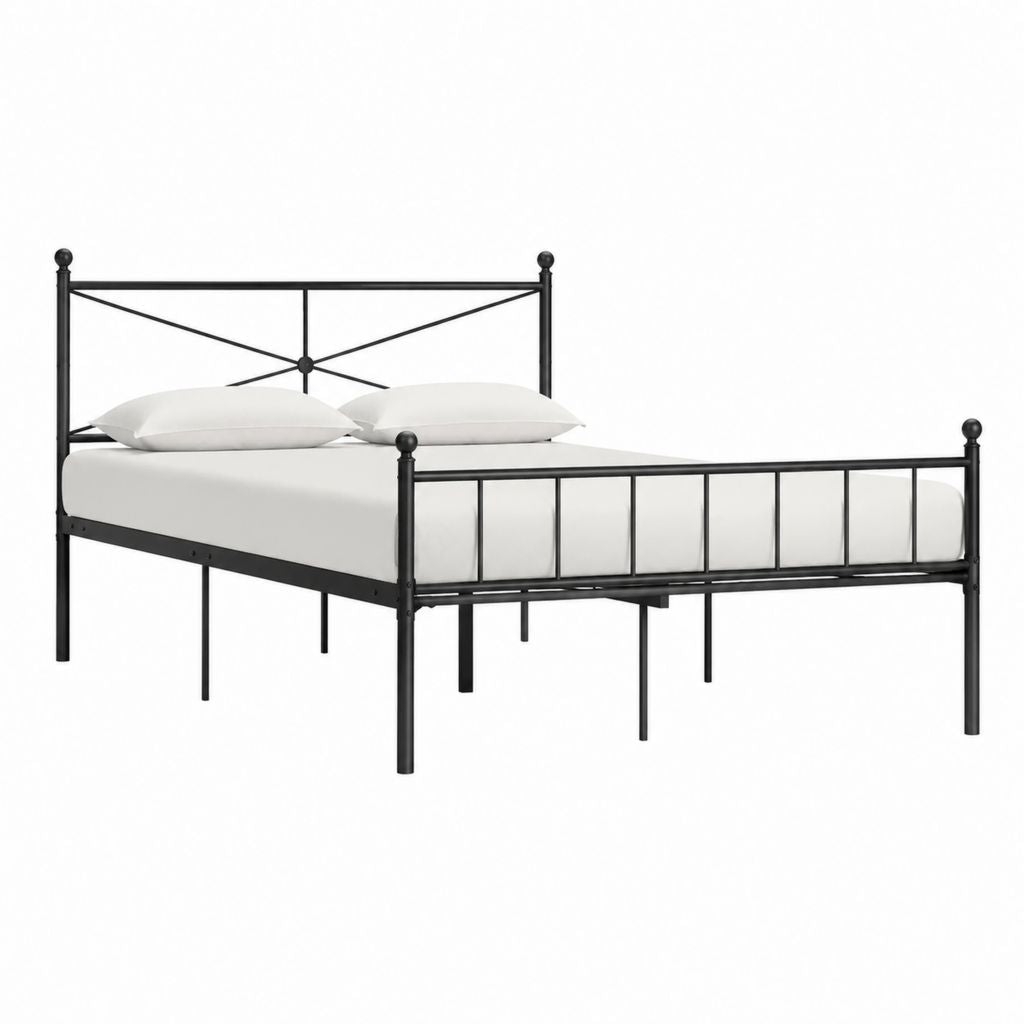 Metallbett Doppelbett Schwarz pulverbeschichteter Stahl 140 x 200 cm