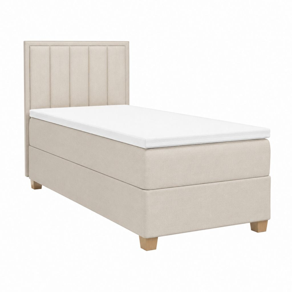 Polsterbett Einzelbett Beige mit Polyesterbezug und Kopfteil 90 x 200 cm