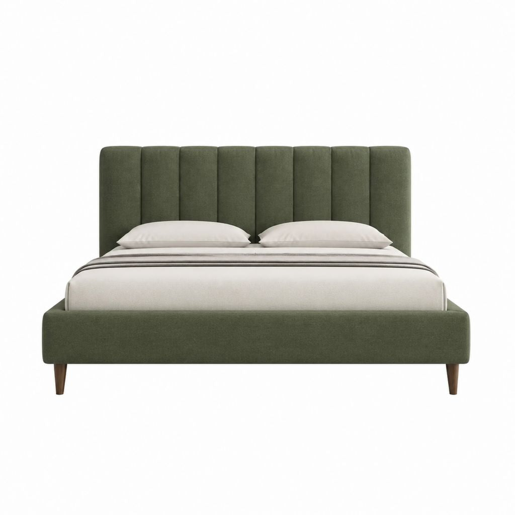 Polsterbett Doppelbett Olivgrün Polyester Rechteckig 160 x 200 cm