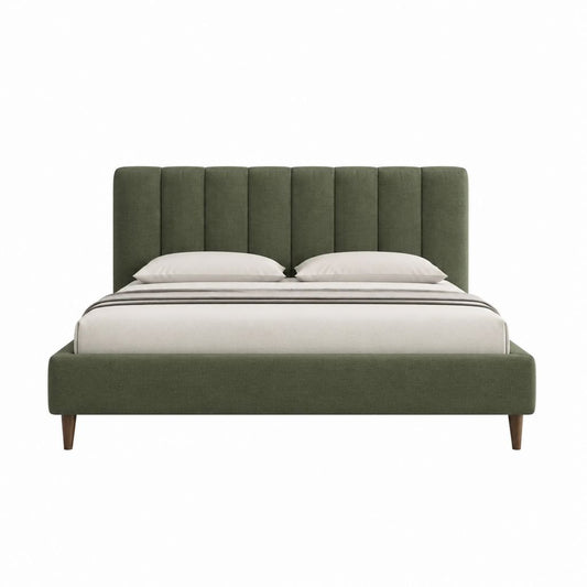 Polsterbett Doppelbett Olivgrün Polyester Rechteckig 160 x 200 cm