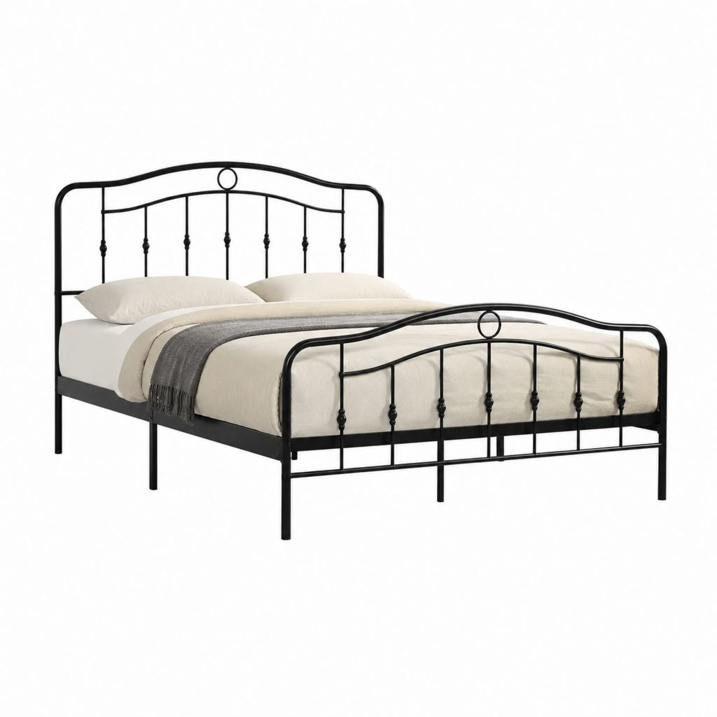 Metallbett Doppelbett Schwarz aus pulverbeschichtetem Stahl rechteckig 160 x 200 cm 166 x 211 x 111 cm