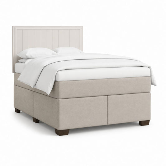 Boxspringbett Beige mit Polyesterbezug und Kopfteil 180 x 200 cm