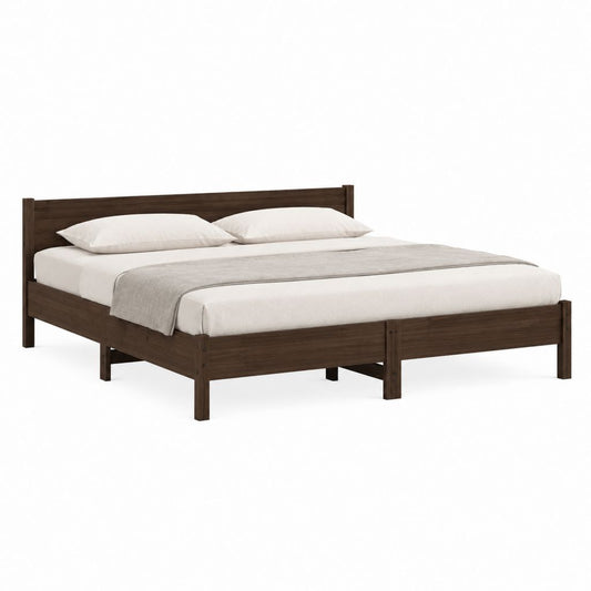 Doppelbett Bettgestell Dunkelbraun Massivholz Rechteckig 160 x 200 cm