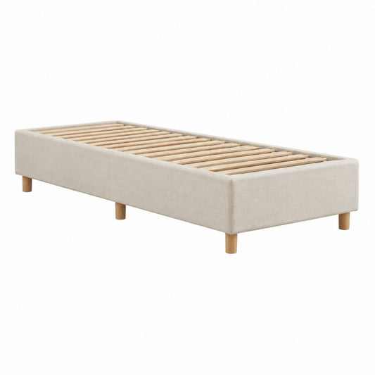 Polsterbett Einzelbett mit Lattenrost Beige Polyester rechteckig 90 x 200 cm