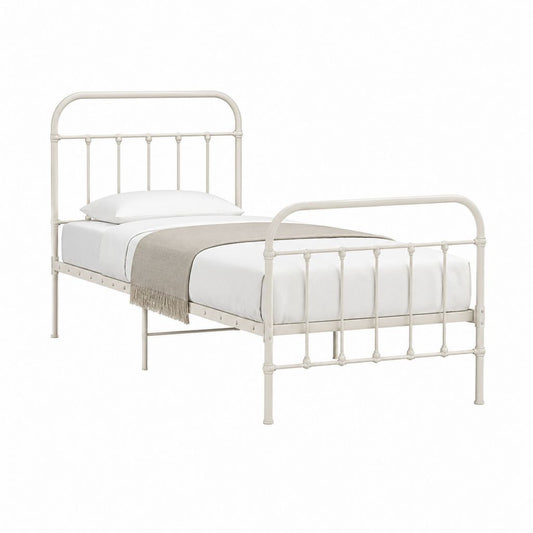 Metallbett Einzelbett Weiß Stahl rechteckig 90 x 200 cm