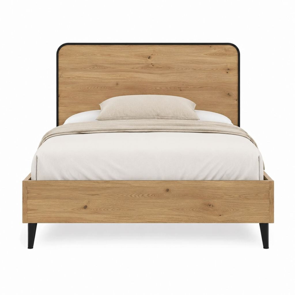 Doppelbett Bettgestell Natur Eiche rechteckig 160 x 200 cm 167 x 210 x 110 cm