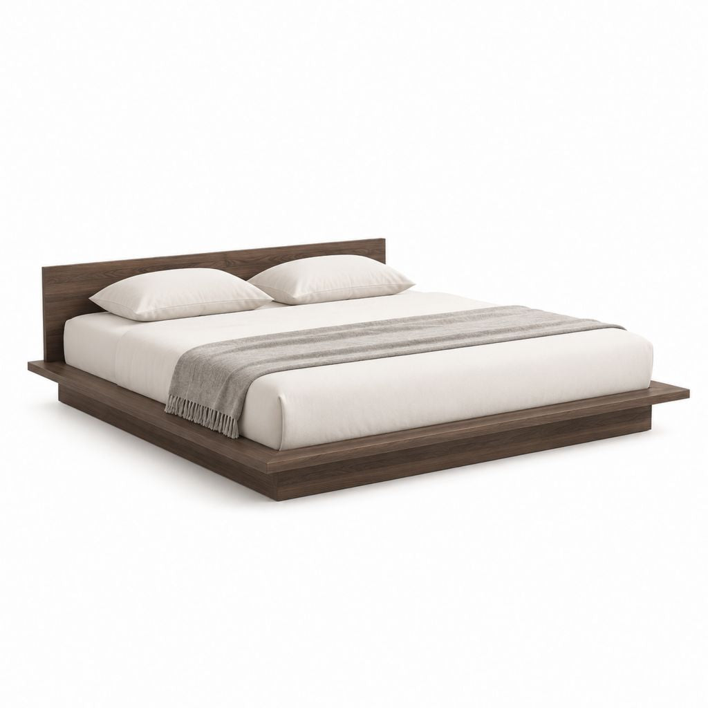 Bettgestell für 180 x 200 cm Matratze dunkelbraun MDF mit Walnussfurnier rechteckig 200 x 220 x 92 cm